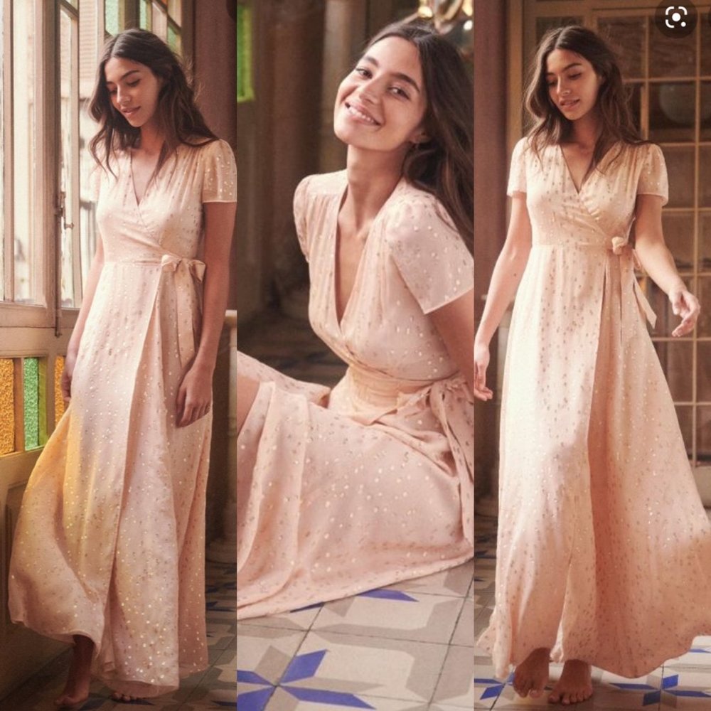 Sezane Armelle Dress Blush with Gold